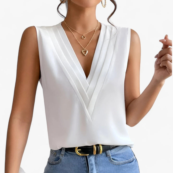 Camicetta Elegante Con Scollo A V Per Donna | Senza Maniche