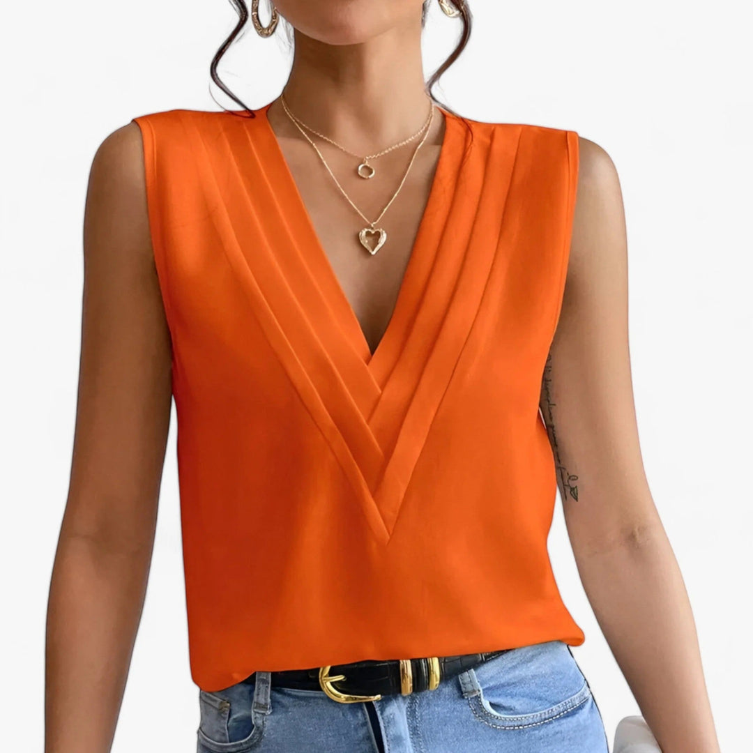 Camicetta Elegante Con Scollo A V Per Donna | Senza Maniche