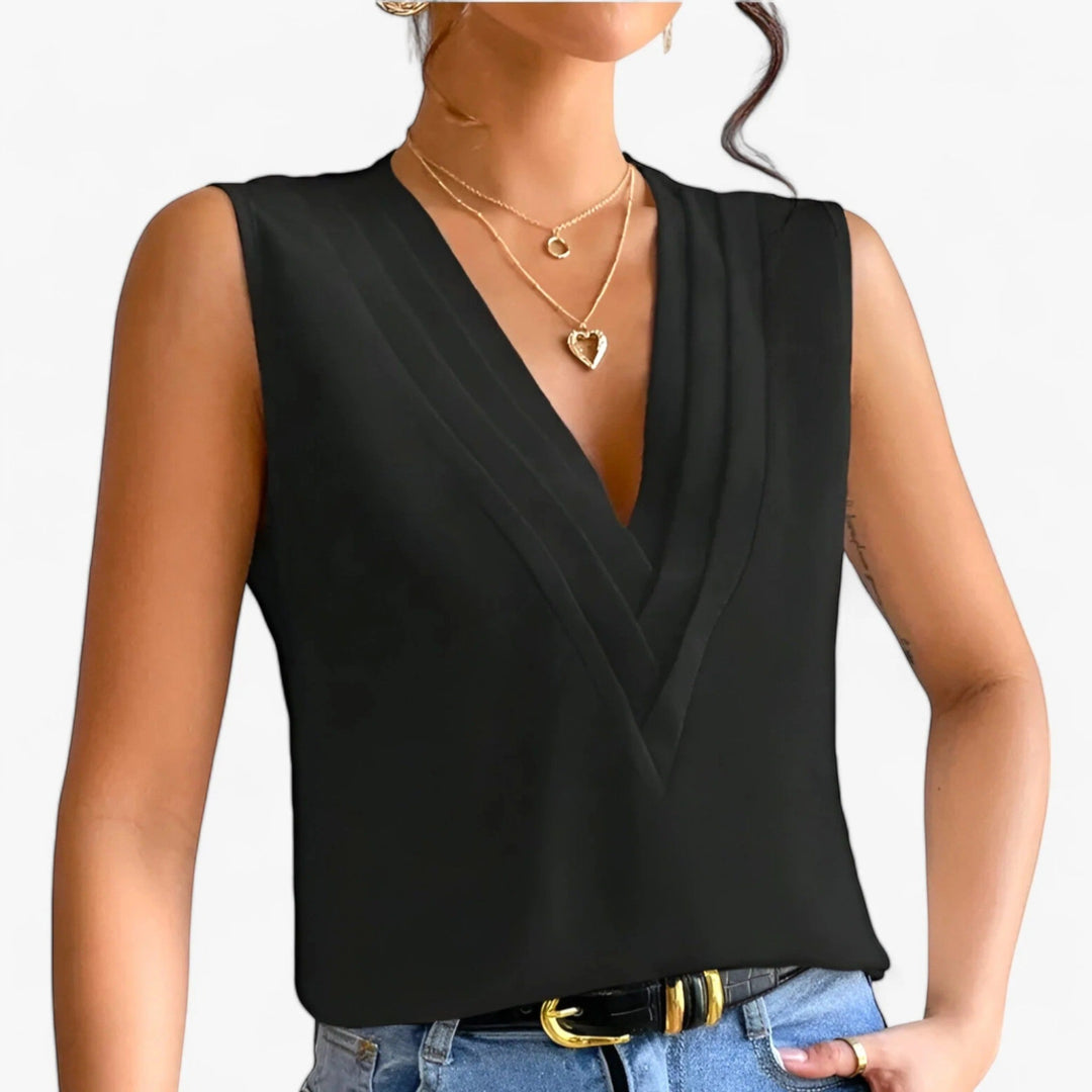 Camicetta Elegante Con Scollo A V Per Donna | Senza Maniche