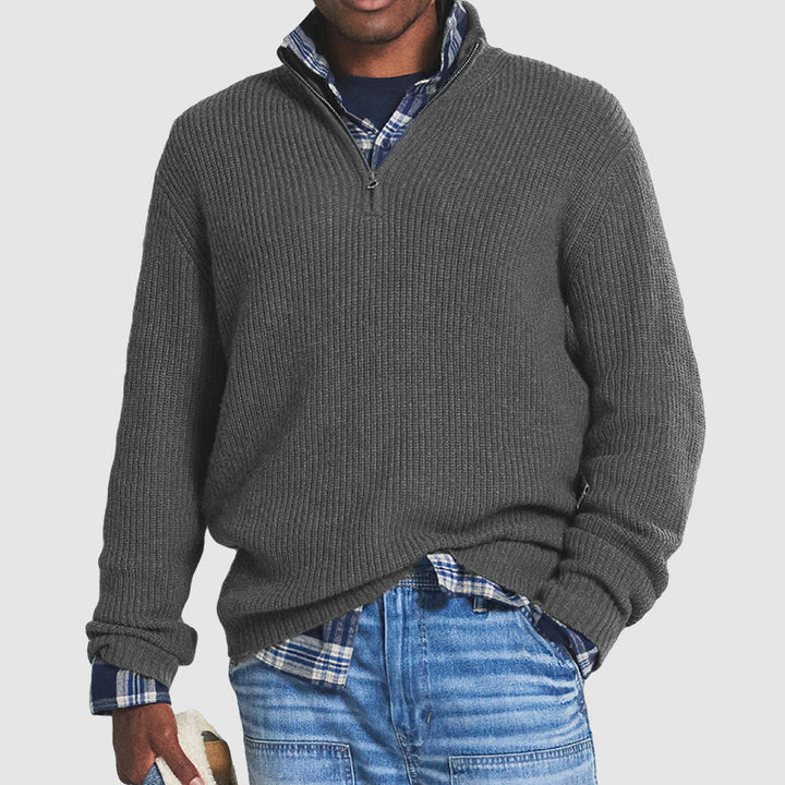 Luca Maglione en pull à demi-fermeture éclair pour homme – Pull côtelé à col montant