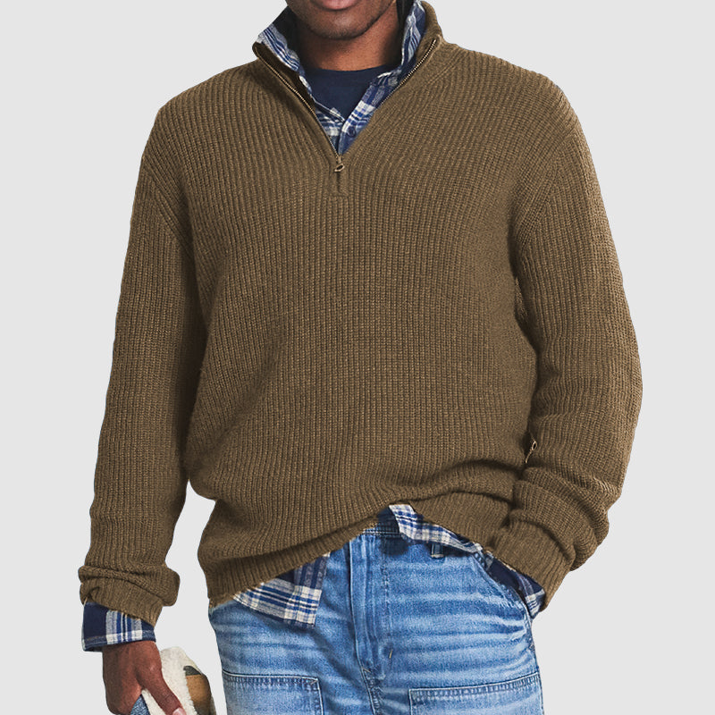 Luca Maglione en pull à demi-fermeture éclair pour homme – Pull côtelé à col montant