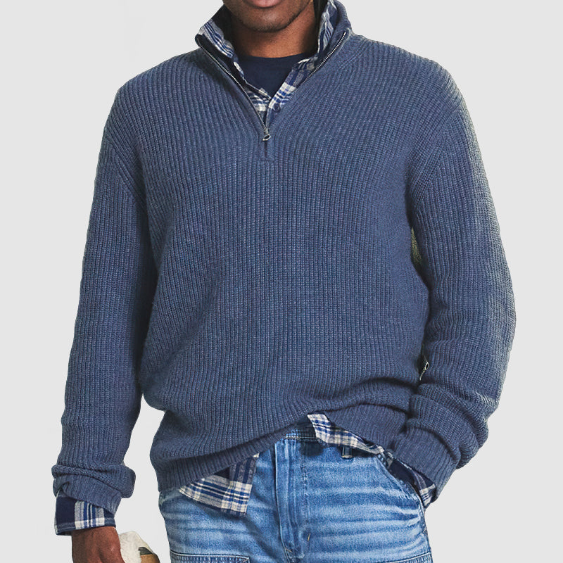 Luca Maglione en pull à demi-fermeture éclair pour homme – Pull côtelé à col montant