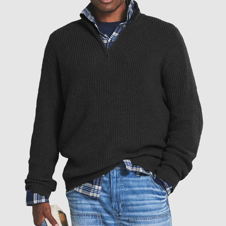 Luca Maglione en pull à demi-fermeture éclair pour homme – Pull côtelé à col montant