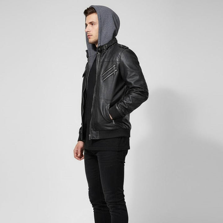 Ziv Chaqueta Hombre en Ecopiel con Capucha – Chaqueta Casual de Estilo Decidido y Funcional