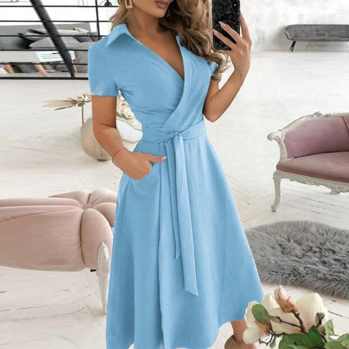 Off-Shoulder Dress with Tied Belt for Women | Midi