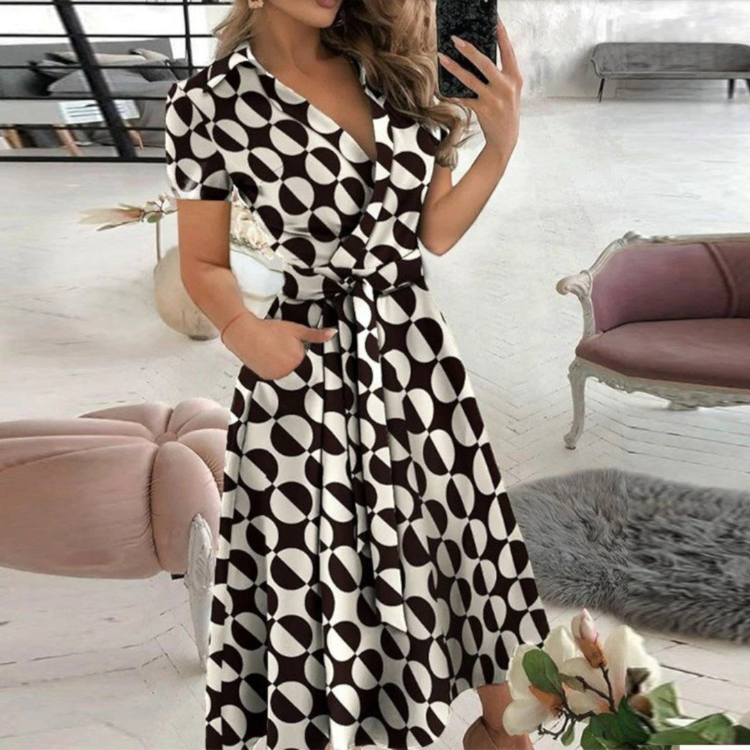 Off-Shoulder Dress with Tied Belt for Women | Midi