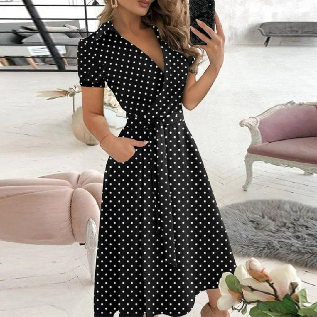 Off-Shoulder Dress with Tied Belt for Women | Midi
